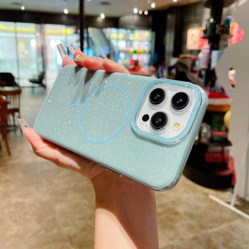 Модный блестящий магнитный чехол IMD для iPhone 16 15 Pro Max 14 13 12 Pro Max, тонкий, противоударный, для задней крышки Magsafe