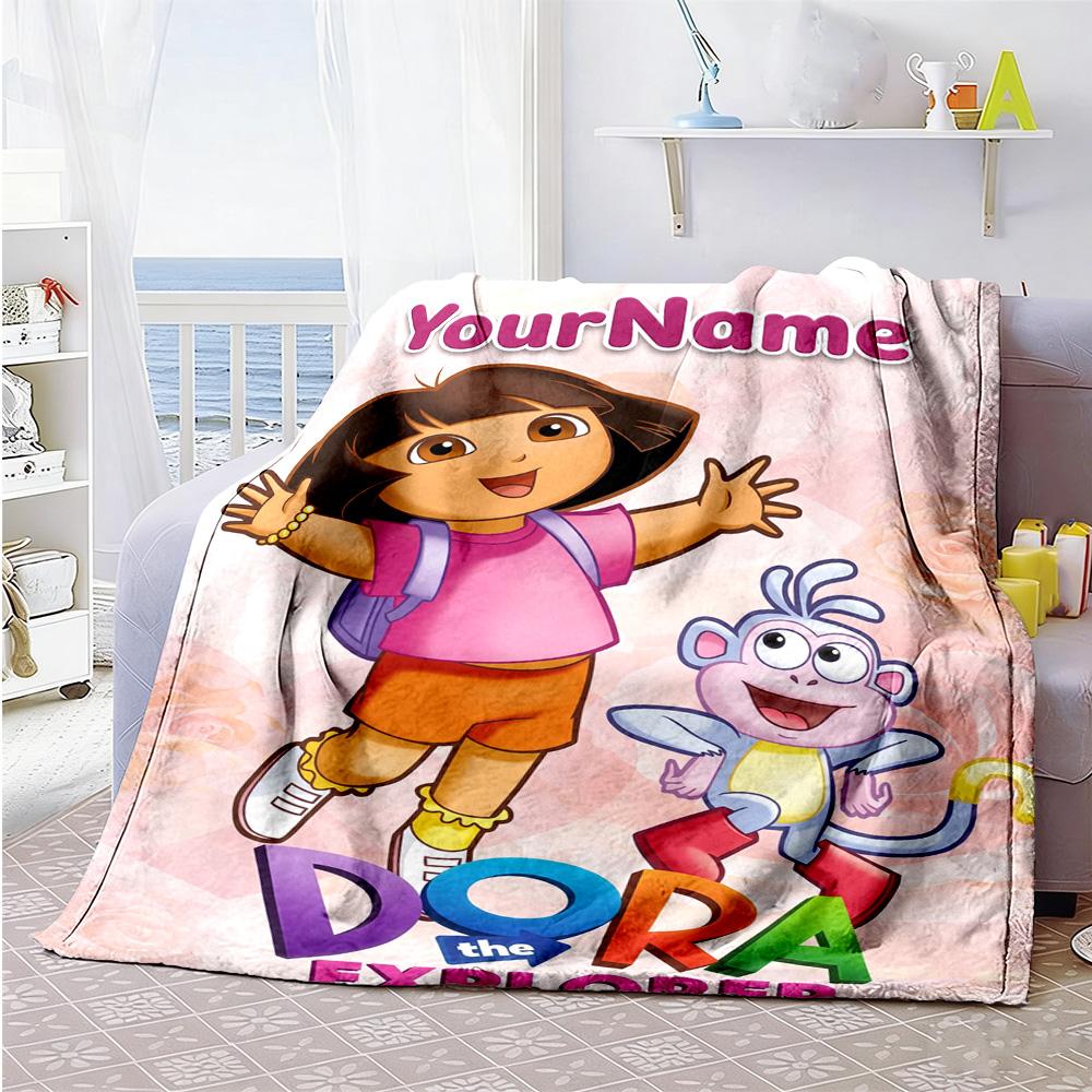 Dora Explorer Personalized Text Blanket Gift Personalized Blanket Ultra-Soft for Livingroom Couch Nap Office Chair for All Occasions