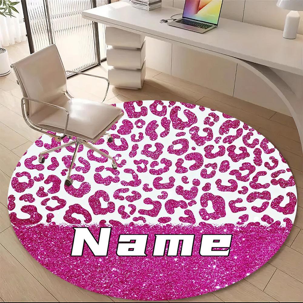 Fashion Customize Your Name Leopard Print Rug Office Chair Mat Nonslip Carpet Design For Home Bedroom Living Room Gift Give To Relatives And