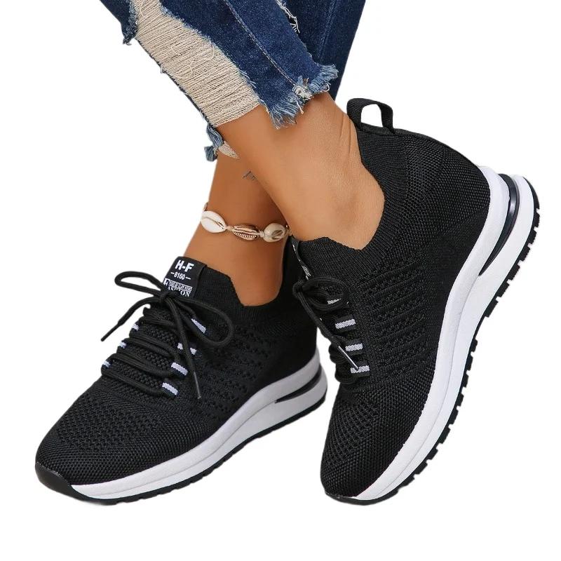 Fashion 2024 Brand Ladies Shoes Lace Up Women's Vulcanize Shoes Fashion Solid Ladies Casual Shoes New Round Head Mesh Sneakers Zapatos