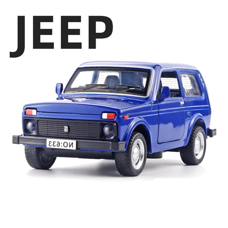 Diecast 1:32 LADA NIVA Jeep Alloy Retro Car Model Car Central Control Ornaments Sound and Light Toy Christmas Gifts for Children