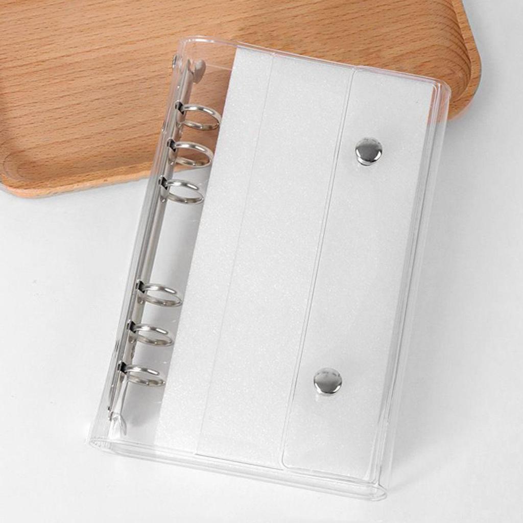 A6/A7 Clear Binder Covers 6-Ring Transparent PVC Budget Binder for Document Photo Ticket Expense Planner Cover Loose Leaf Folder