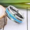Fashion 8mm Copper Color Tungsten Wedding Men Stainless Steel Rings Inlay Abalone Shell Blue Opal Rings Men Wedding Jewelry