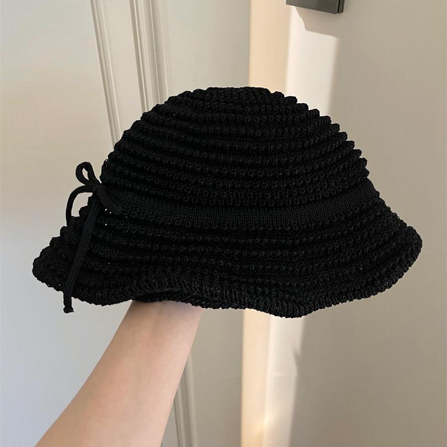 2024 новый сезон дорожная соломенная шляпа с бантом женская с большим карнизом солнцезащитный козырек защита от солнца универсальная праздничная шляпа-ведро