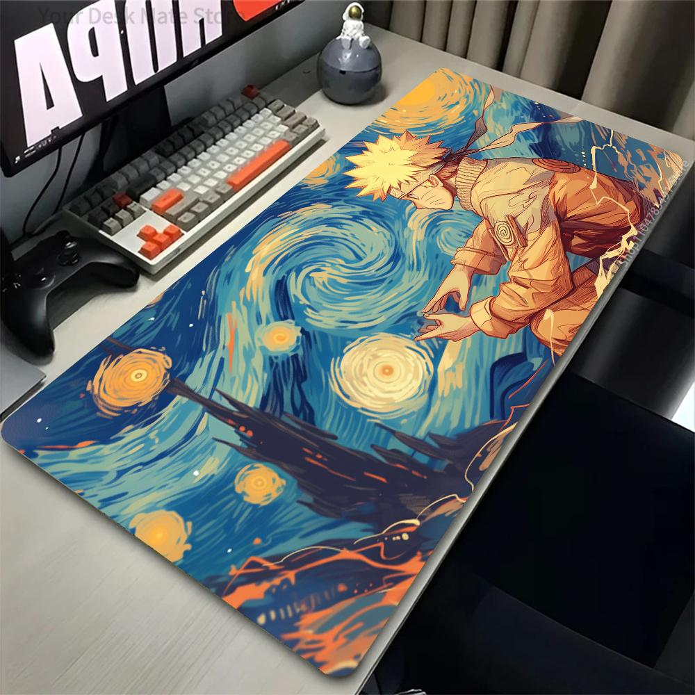 Gaming Mouse Pad PC Black And White Rubber Desk Mouse Mat Japan Anime Naruto Uzumaki Mousepad Laptop Gamer Cabinet Keyboard Pad