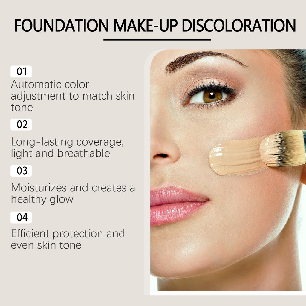 Foundation Make-Up Discoloration,Color Changing Liquid Foundation,Temperature Changing Base Makeup,Color Adjusting Foundation 30ml