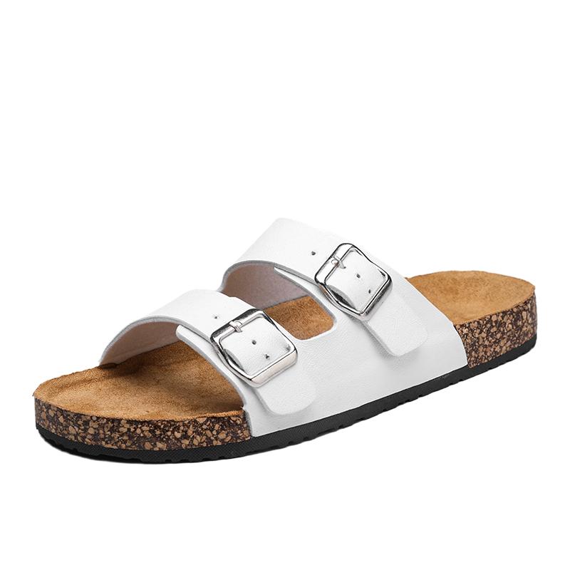 Модные роскошные кожаные сандалии из пробки, летние мужские женские мюли, шлепанцы, сабо, пляжная обувь, классические шлепанцы с пряжкой, шлепанцы для мужчин