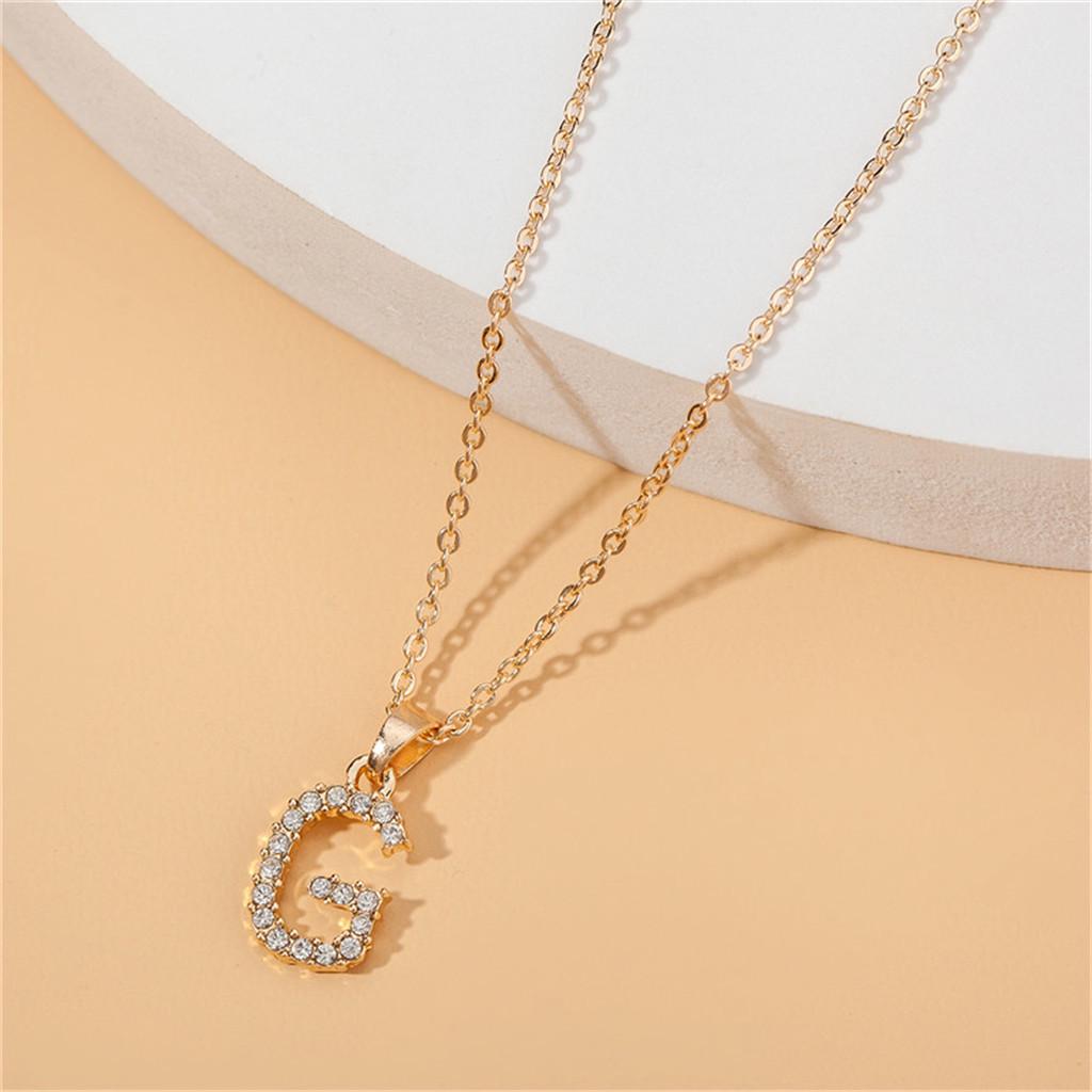 26 Letter Necklace Gold Necklace Female DIY Pendant With Diamond Clavicle Chain