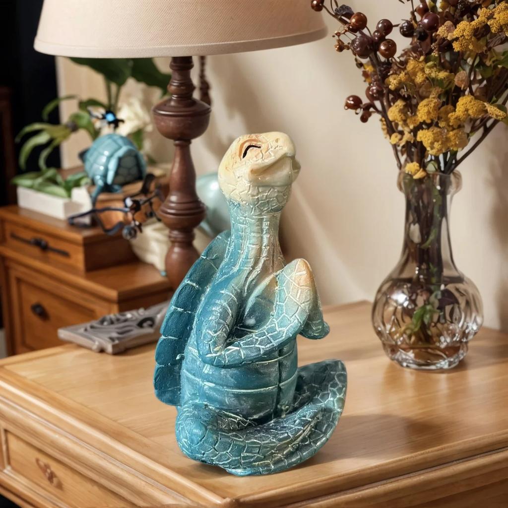 Resin Craft Meditation Turtle Statue, Resin Zen Decoration Suitable for Turtle Enthusiasts and Collectors.