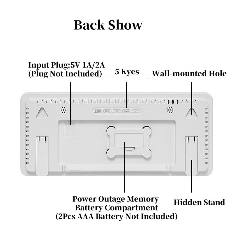 Large Digital Wall Clock with 7Colors Mood Light Remote Control Dual Alarm Timing Countdown Table Clock 12/24H Auto Dimmable LED Alarm Clock
