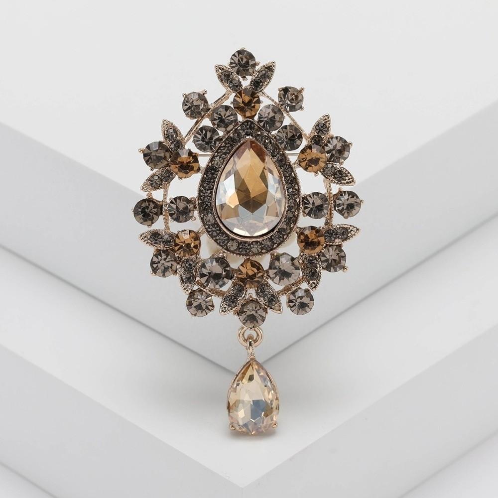 Zinc Alloy Zircon Crystal Brooch Retro Palace Style Pendant Brooch New Corsage Pins Wedding
