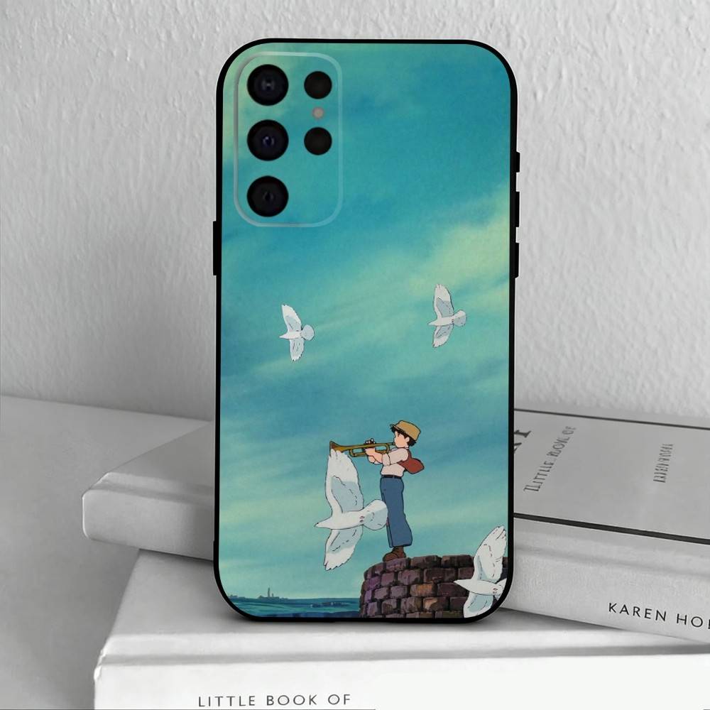 Чехол для телефона с аниме «Мальчик и цапля» для Samsung S25,24,23,22,30,21,10,9,Ultra,Plus,Lite,FE,4,5 G Мягкий черный чехол