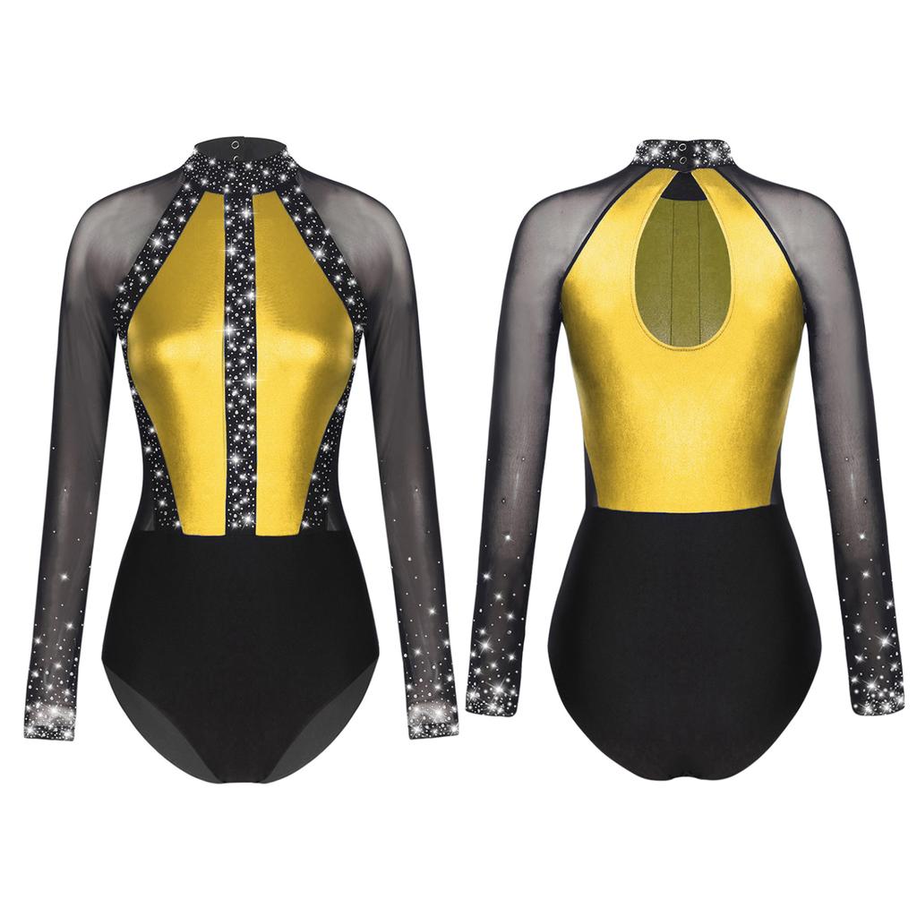 Женский гимнастический купальник в стиле пэчворк с цветными блоками, боди, топы, вечерние танцевальные костюмы, танцевальная одежда