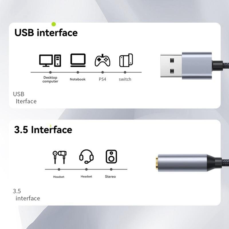 B03B-USB на 3,5 мм Jack Аудиоадаптер USB на Аудиоразъем Адаптер Гарнитуры USB A на 3,5 мм Female Внешняя Стерео звуковая карта