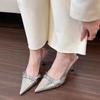 High Heel Sandal for Women Shoes Lady  Shallow Mouth Suit Female Beige High-heeled New Stiletto Fashion Girls Closed Low
