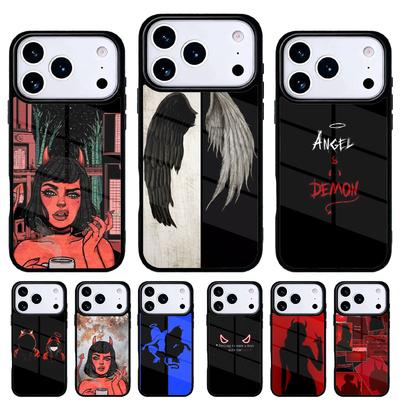 Чехол для телефона 'Дьявол Ангел' для iPhone 17 16 15 14 13 Pro Max Задняя крышка для 12 11 Pro Coque