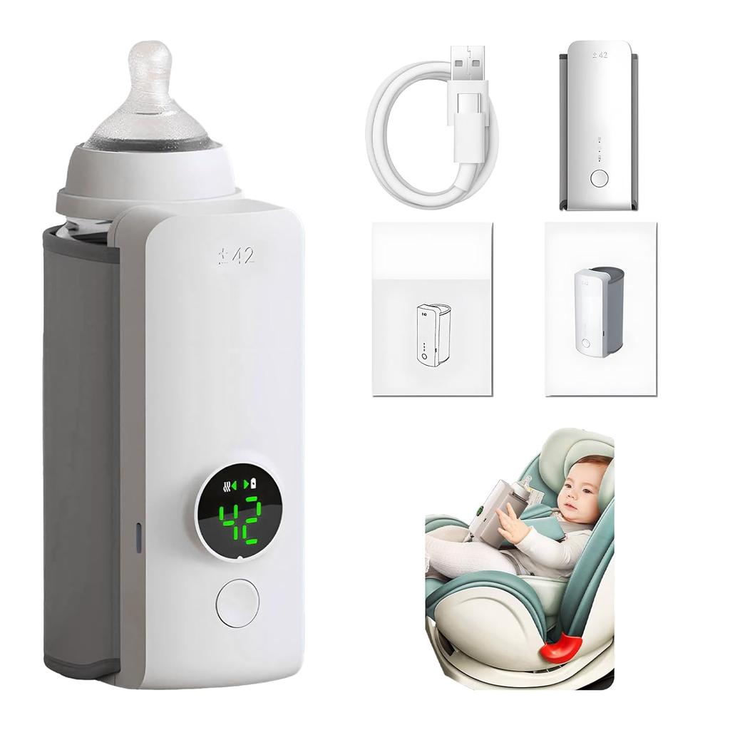 Portable Bottle Warmer for Travel, Fast Heating-travel Bottle Warmer with Battery-powered Temperature Display.