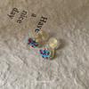 Mini cute blue oil-dripping butterfly ear clips female simple and small retro enamel stud earrings exquisite versatile mosquito coil disc