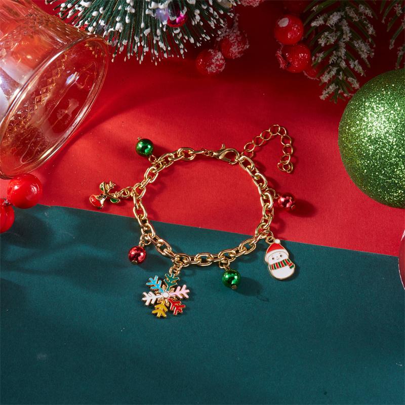 Christmas Tree Santa Claus Cookie Shaped Multi Pendant Bracelets for Women Trendy New Year Festival Party Jewelry Accessories