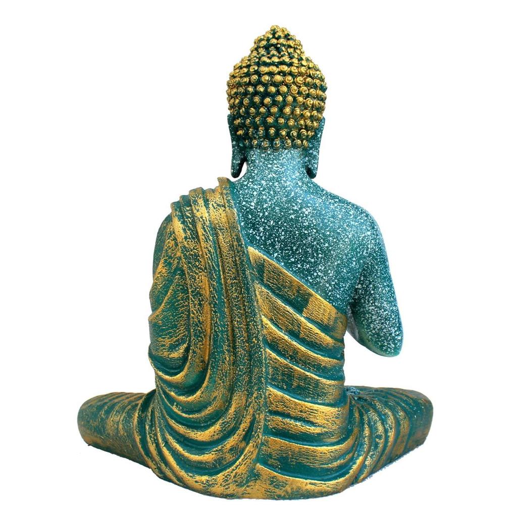 Resin Meditating Buddha Showpiece | Home Decor | Idol Statue Figurine Murti | Tibetan Buddhist Statue - 14.5 Inches Height