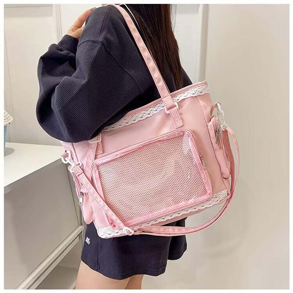 Ballet Girls Large Capacity Kawaii Itabag Japanese Transparent Jk Shoulder Crossbody Bags Gift For Friends Teenage School Bags