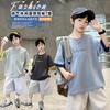 Short sleeved boys' T-shirt summer thin version 2026 new children's summer outfit half sleeved pure cotton big boy's top