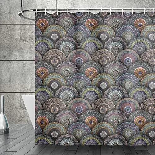 Занавеска для душа Mandala Boho, цветная занавеска для ванной комнаты с цветочным узором для украшения ванной комнаты из водонепроницаемой полиэфирной ткани с крючками