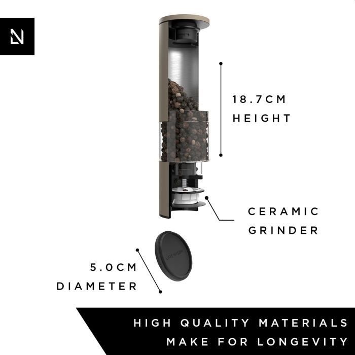Moulins À Epices - LARS NYSØM - Set De Moulin Design À Sel Et À Poivre En Céramique Réglable - Greige