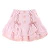 Japanese Kawaii Lolita Mini Skirt Women Lace Casual Elegant Sweet Female Skirt High Waist Bandage Korean Skirt
