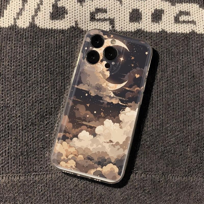 Чехол для телефона в стиле бохо с полумесяцем и звездами для iPhone 17 Air 16E 16 15 14 11 Pro Max Plus 13 12 Mini 8 7 X Прозрачная противоударная крышка