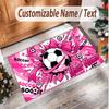 Soccer Theme Soft Crystal Velvet Rug Custom Name & Text Print Non Slip Floor Rug for Bedroom Living Room