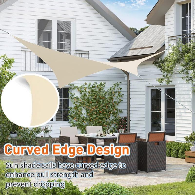 Beige Sun Shade Sail Waterproof Shade Sail for Outdoor Garden Patio Party 98% UV Block Sunscreen Awning Canopy Sunsail with Rope