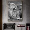 Scandinavian Canvas Painting Black and White Lions Embrace Poster and Print Wall Art Pictures for Living Room Decoration Cuadros