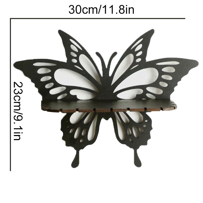 1 шт. черная полая винтажная плавающая бабочка в форме настенного декора, стеллаж для хранения, деревянная полка