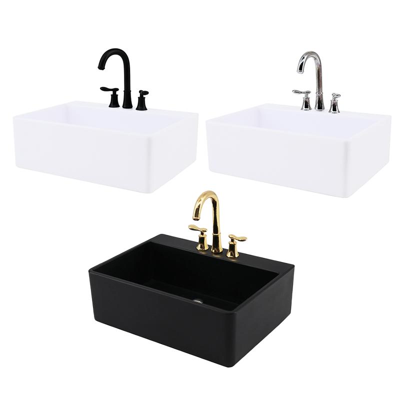 1:6 Dollhouse Miniature Kitchen Sink Lavatory Wash Basin Water Faucet Bathroom Kitchen Furniture Model Diy Decor Toy Accessories