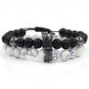 Fashion Versatile Energy Stone Turquoise Braided High Crown White Diamond Mixed Wear Small Crown Set Bracelet Bracelet