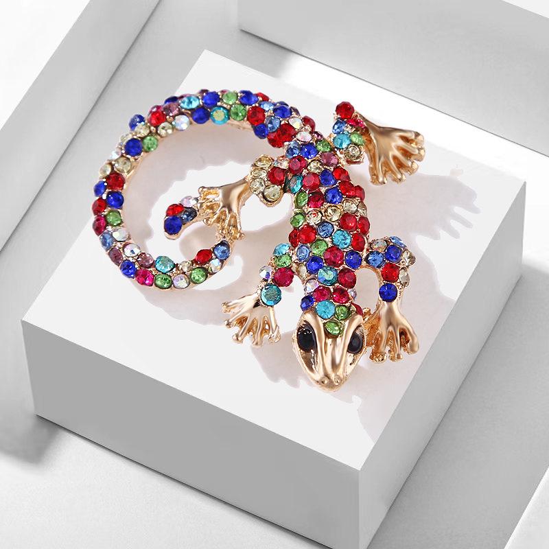 Lanhao Retro Cute Lizard Brooch с бриллиантовой инкрустацией - европейский/американский модный аксессуар, зажим для кардигана