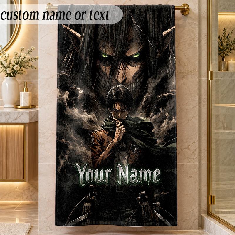 Beach TowelAttack on Titan Custom Name Text Personalized Soft Towel for Beach Pool Indoor Home Decor Gift