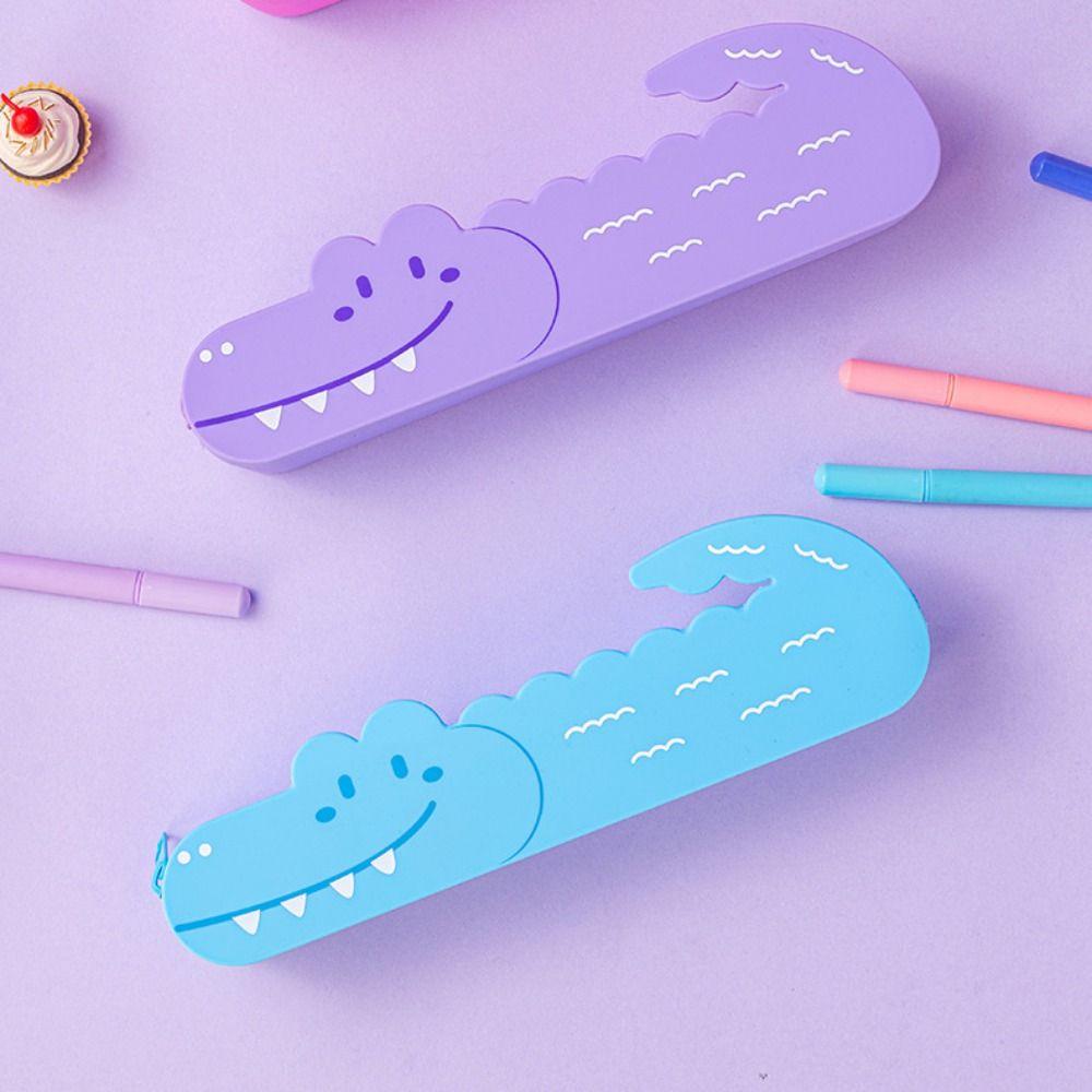 Large Capacity Pen Pouch Silicone Stationery Box Creative Pencil Case Gift