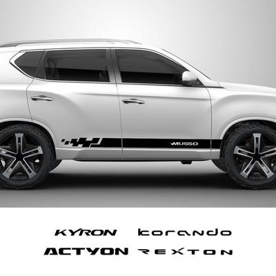 Для SsangYong Rexton Korando Sports Tivoli Musso Kyron Actyon Боковые Наклейки на Дверь Автомобиля Автомобильная Пленка Наклейки Аксессуары для Стайлинга