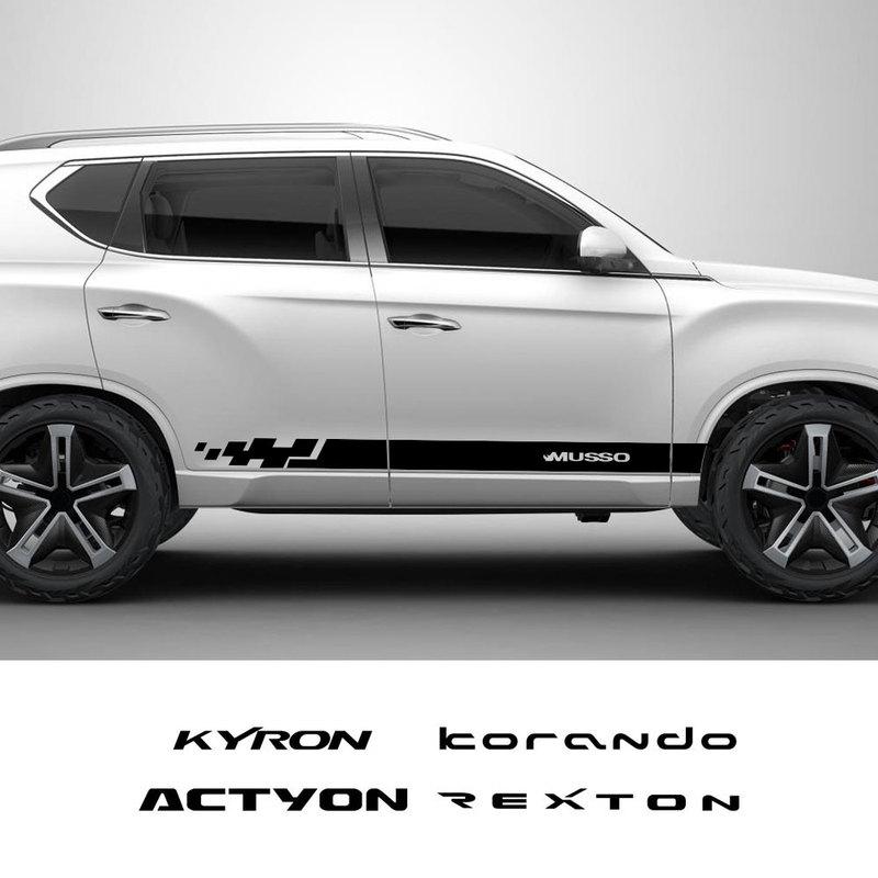 Для SsangYong Rexton Korando Sports Tivoli Musso Kyron Actyon Боковые Наклейки на Дверь Автомобиля Автомобильная Пленка Наклейки Аксессуары для Стайлинга
