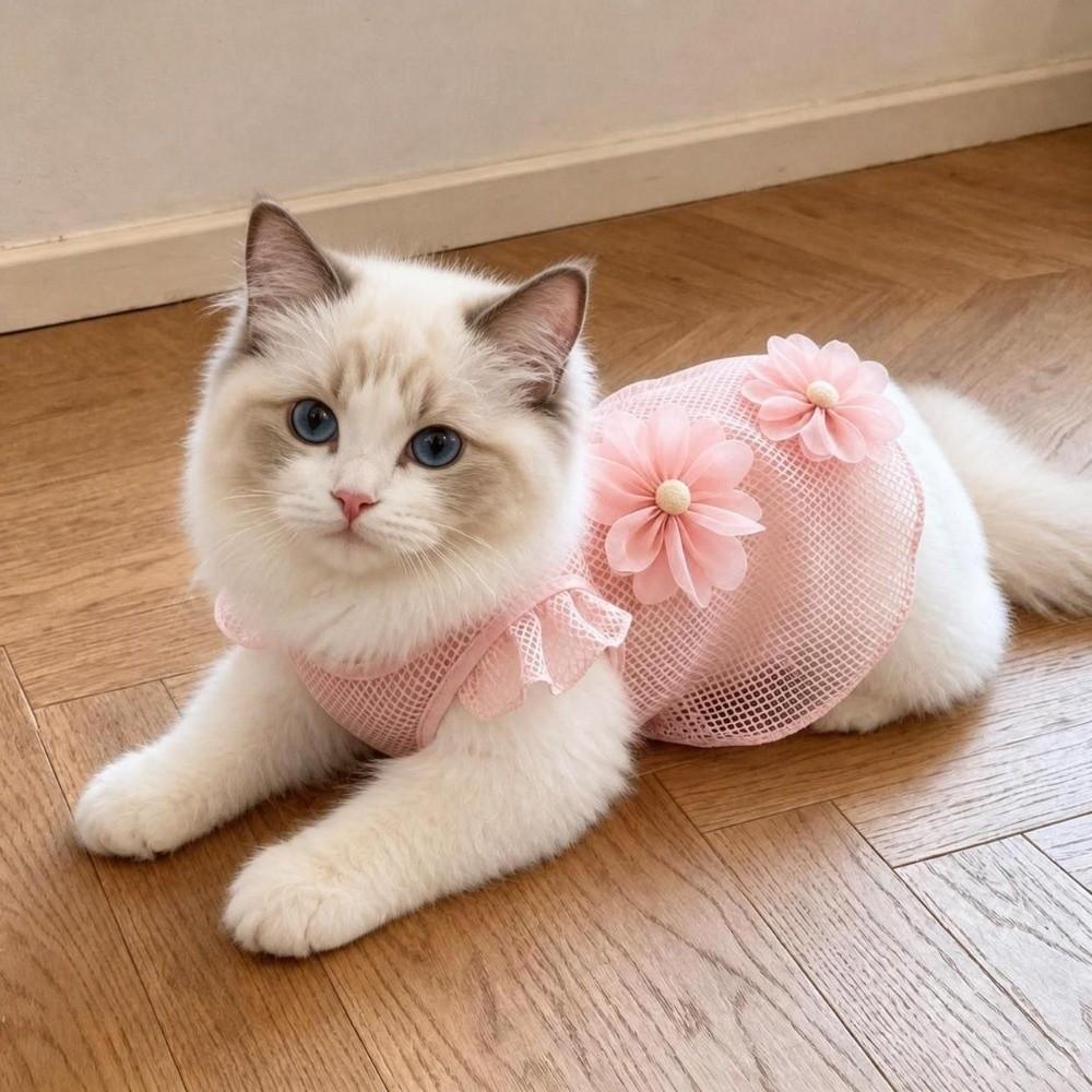Breathable Pet Sundress 3D Flowers Cat Dog Outfit Fashion Cat Dog Dress  Pet 0-8 Kg