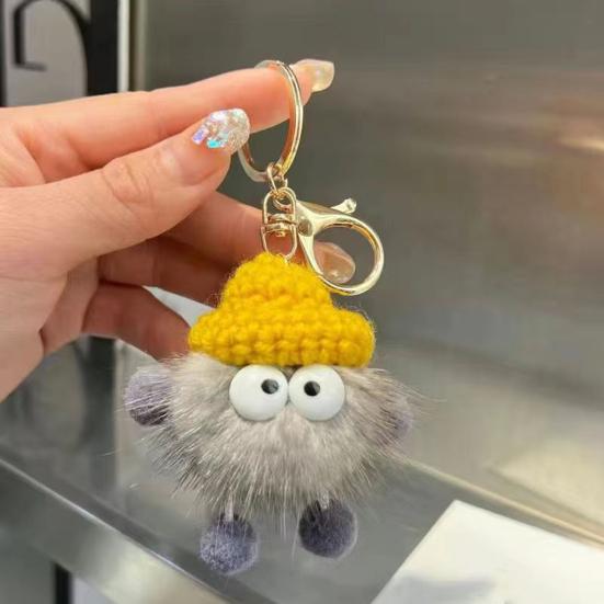 Keychain Imitation Mink Hair Cartoon Doll Charm Key Ring Fade-Resistant Compact Lightweight Backpacks Car Key Holder