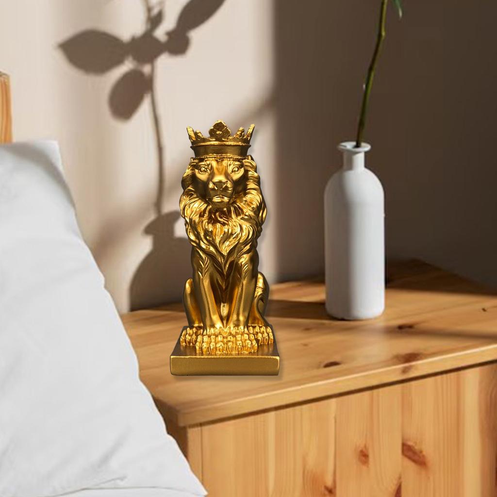 Статуя льва в короне, украшение для стола, ручная работа, украшение из смолы, высота 14,5 см, для винного шкафа и домашнего декора