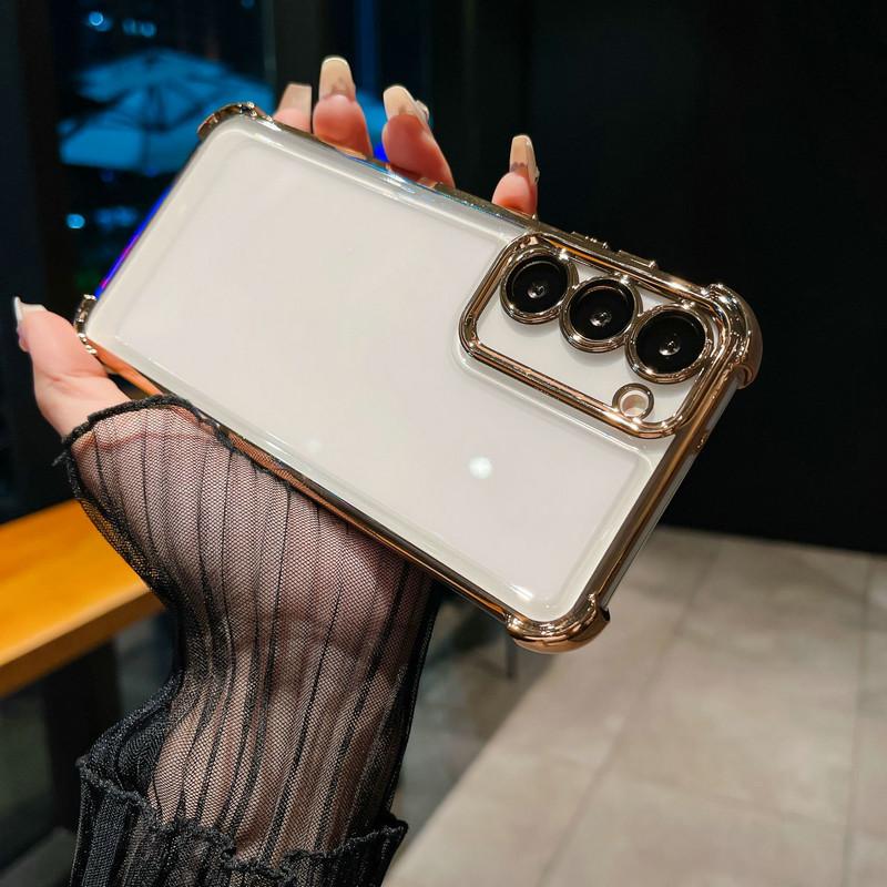 Противоударный прозрачный пластиковый чехол для смартфонов Samsung с защитой объектива камеры