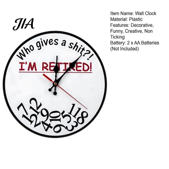 Retirement Gifts for Nurses And Teachers Humorous Wall Clock, Who Gives A Shit I'm Retired, Silent Non Ticking Round Wooden Clock Living Room