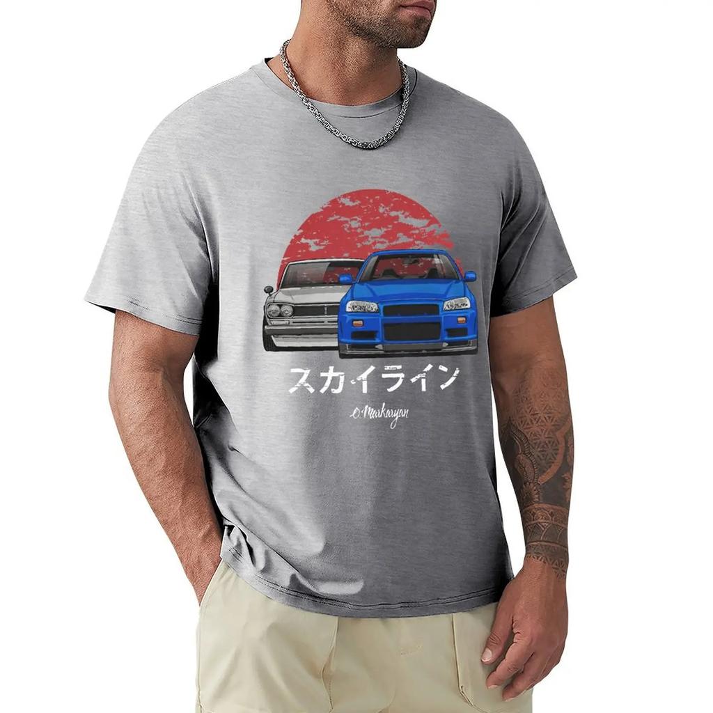 Skyline R34 Hakosuka Jdm футболки для мужчин 100% хлопок сумасшедшие футболки круглый воротник автомобиль автомобильная футболка одежда идея подарка