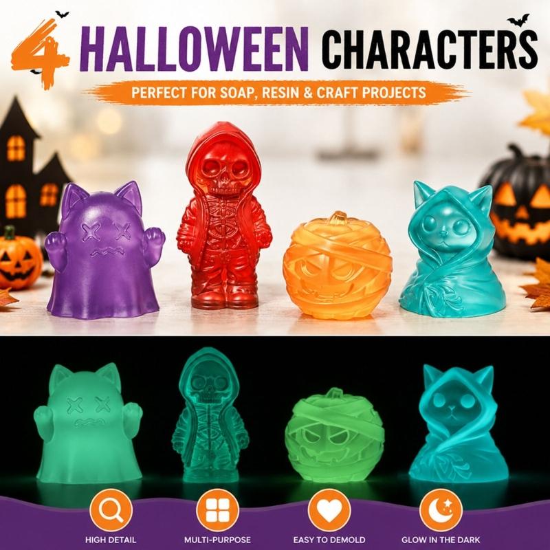 Handmade Craft Casting Mould for Seasonal Candle and Soap Projects, Single Piece for Halloween Party Table Styling and Display