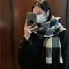 ШАРФ женский зимний шарф ретро шерстяной шарф осень и зима вязаный с бахромой клетчатый теплый универсальный шарф