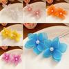 Iron Wire Iron Mesh Flower Earrings Big Floral Exaggerated Women Floral Ear Studs Pearl Jewelry Accessories Ladies Stud Earrings